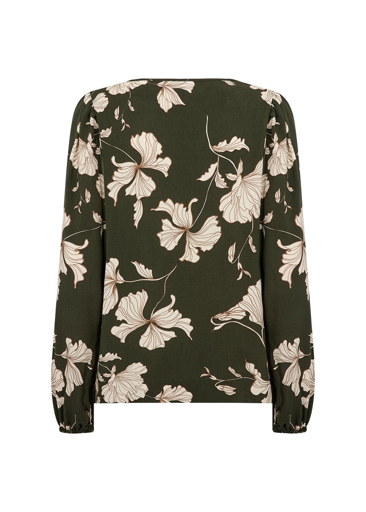 Blouse fleurie vert forêt à manches bouffantes Soya Concept pour femme
