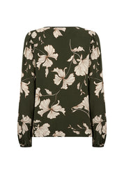 Blouse fleurie vert forêt à manches bouffantes Soya Concept pour femme