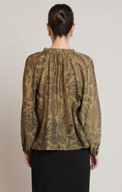 Blouse olive à imprimé paisley avec col en V Black Tape pour femme