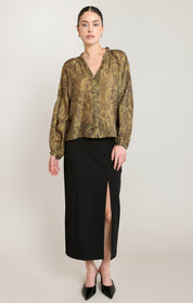 Blouse olive à imprimé paisley avec col en V Black Tape pour femme