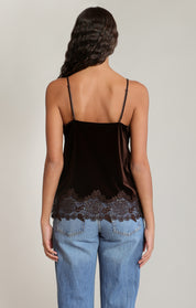 Camisole en velours chocolat avec dentelle Dex pour femme
