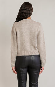 Cardigan taupe pâle chiné à perles Dex pour femme