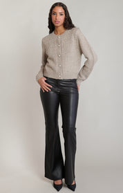 Cardigan taupe pâle chiné à perles Dex pour femme