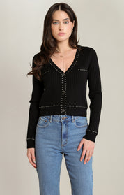 Cardigan noir à contraste doré Black Tape pour femme