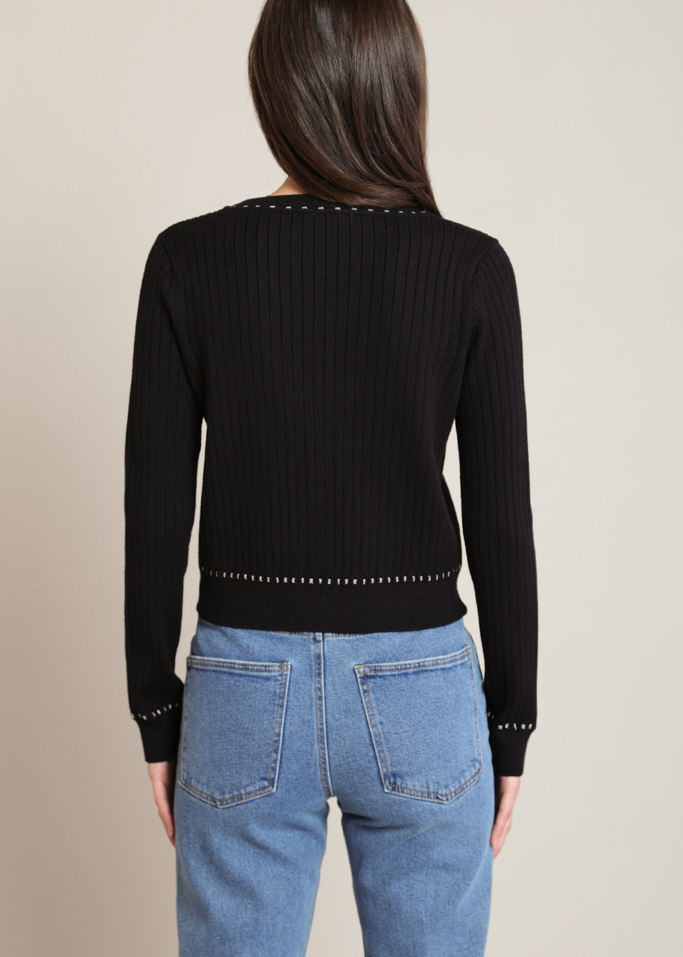 Cardigan noir à contraste doré Black Tape pour femme