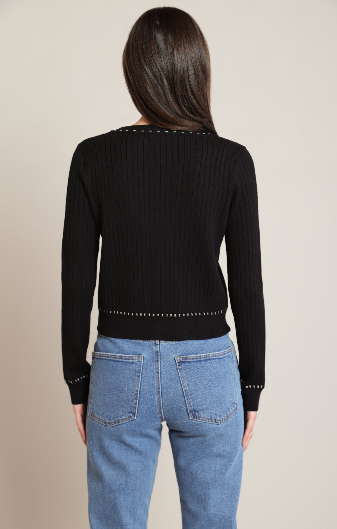 Cardigan noir à contraste doré Black Tape pour femme