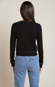 Cardigan noir à contraste doré Black Tape pour femme