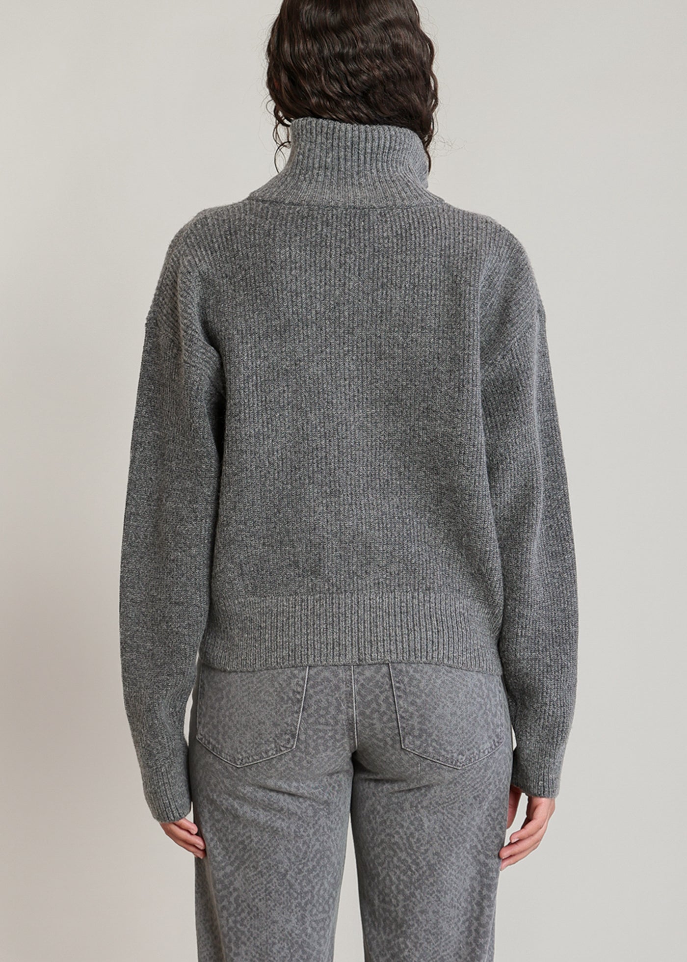 Cardigan gris foncé chiné à fermeture éclair et col montant Dex pour femme