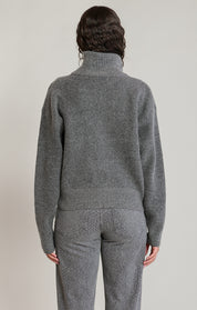 Cardigan gris foncé chiné à fermeture éclair et col montant Dex pour femme