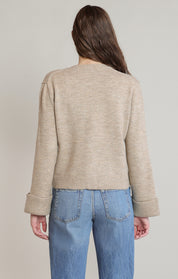 Cardigan taupe chiné à poches plaquées Dex pour femme