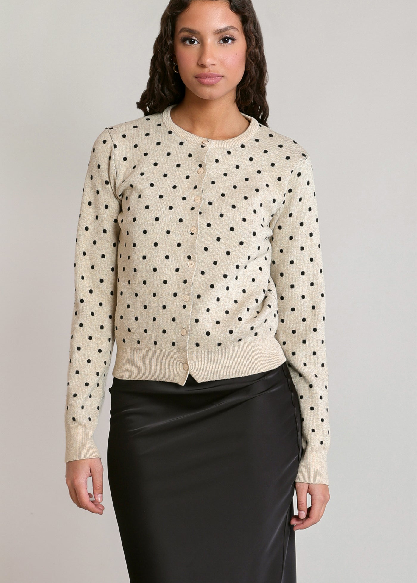 Cardigan avoine à pois noirs Dex pour femme