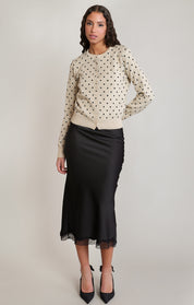Cardigan avoine à pois noirs Dex pour femme