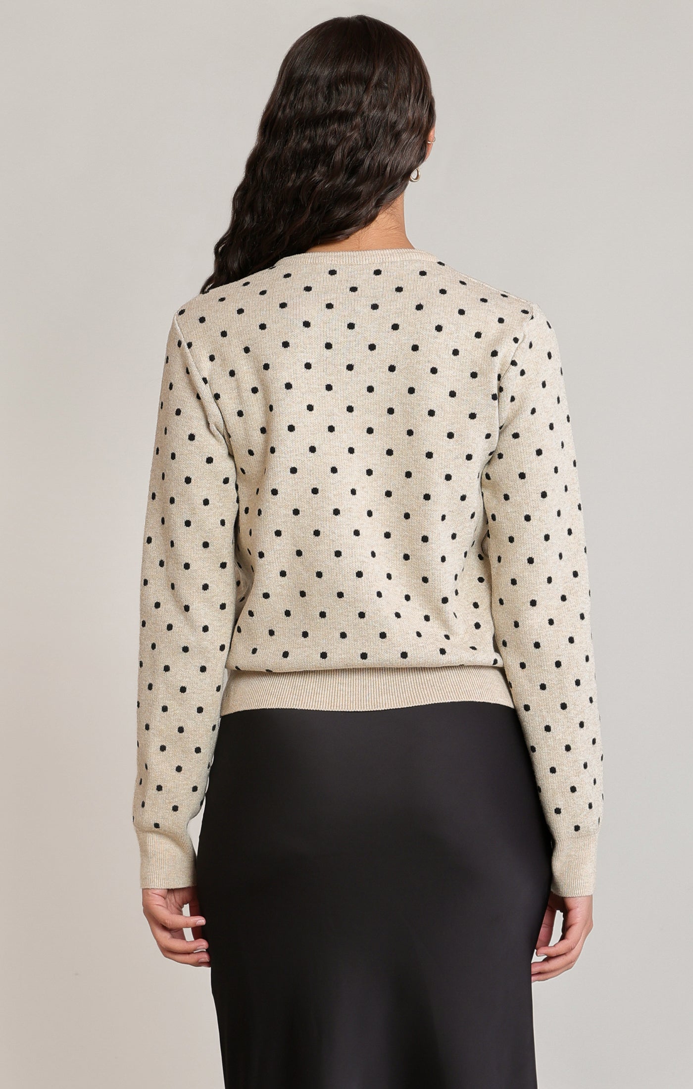 Cardigan avoine à pois noirs Dex pour femme