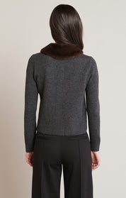 Cardigan charbon chiné à col en fausse fourrure Black Tape pour femme
