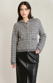 Cardigan en tricot effet tweed gris mélangé Black Tape pour femme