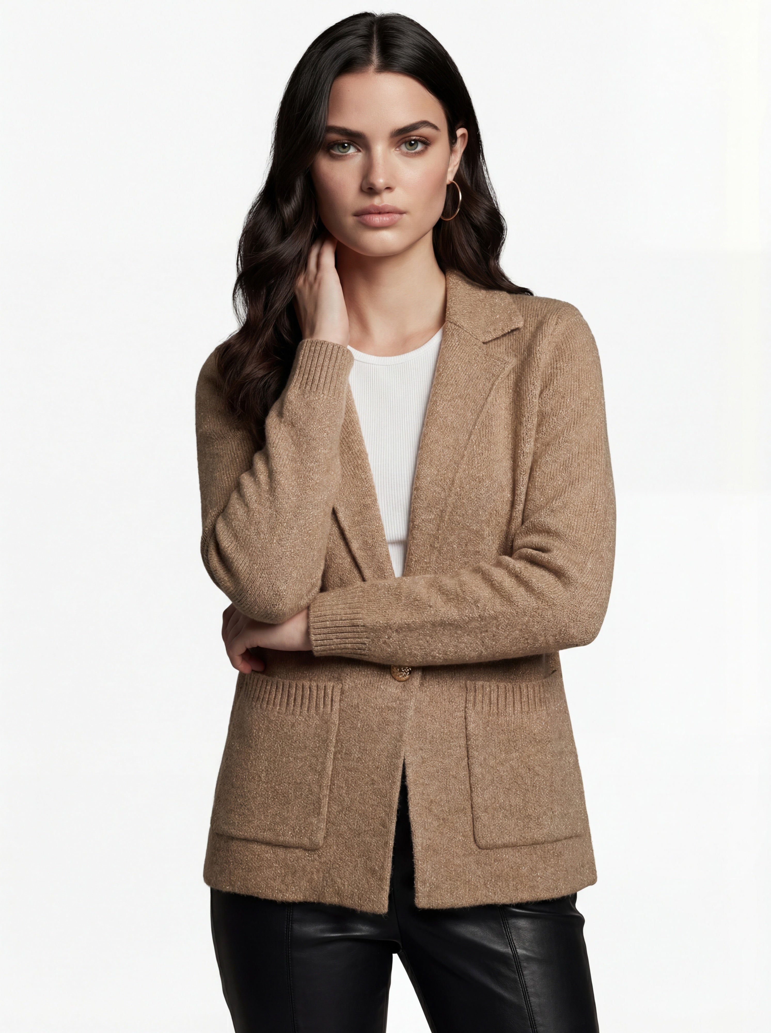 Cardigan style veston noisette à poches CYC Coco Y Club pour femme