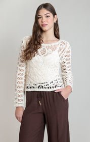Chandail crochet réversible gris Whitecap Dex pour femme