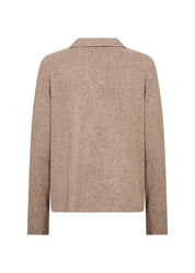 Chandail col polo chiné camel à manches longues Soya Concept pour femme