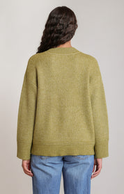 Chandail tricot col V vert feuille Dex pour femme
