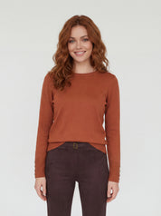 Chandail en tricot cannelle à col rond avec boutons aux manches CYC Coco Y Club pour femme