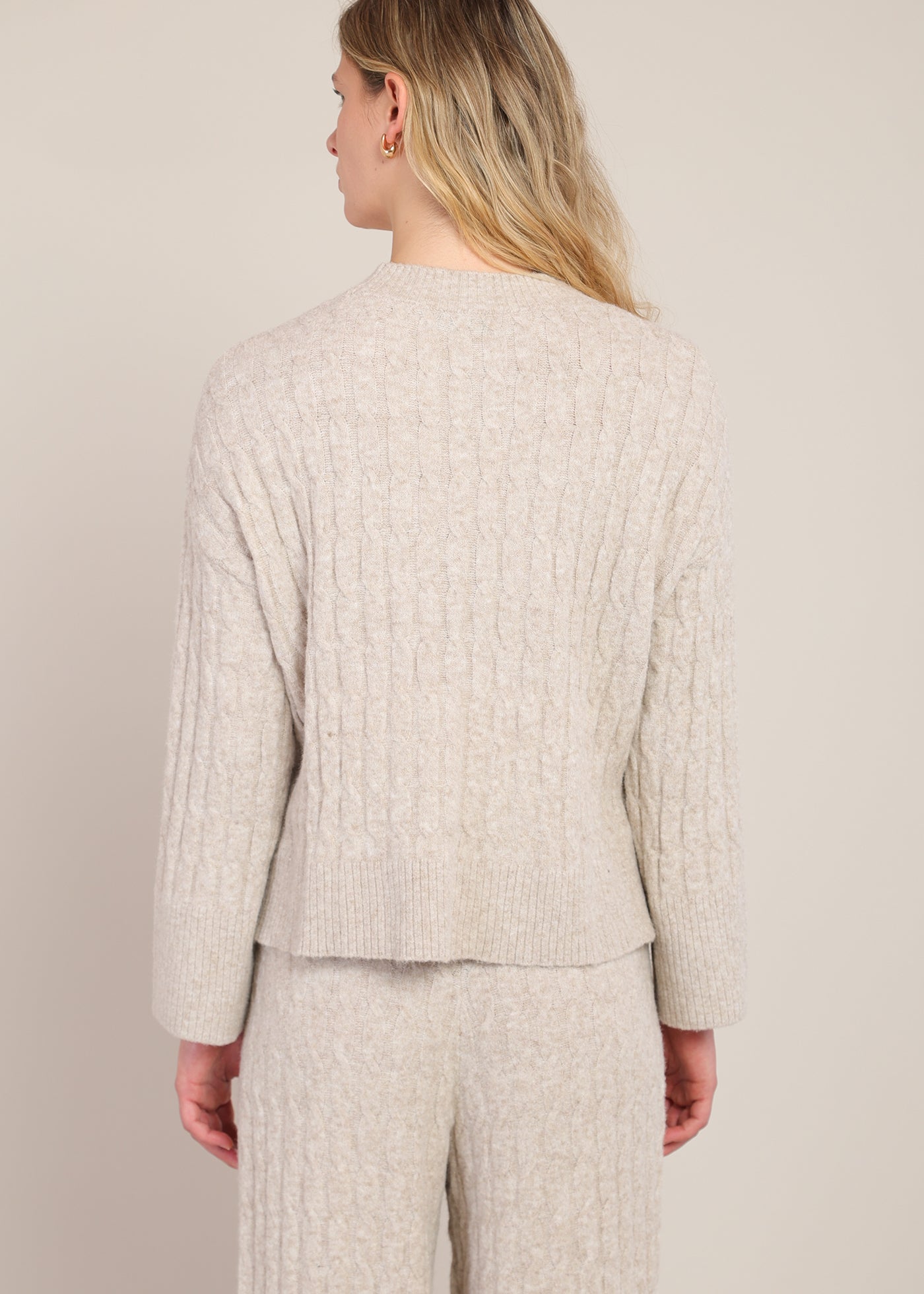 Chandail en tricot torsadé beige Room 34 pour femme