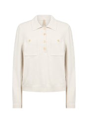 Chandail polo en tricot crème à boutons dorés Soya Concept pour femme