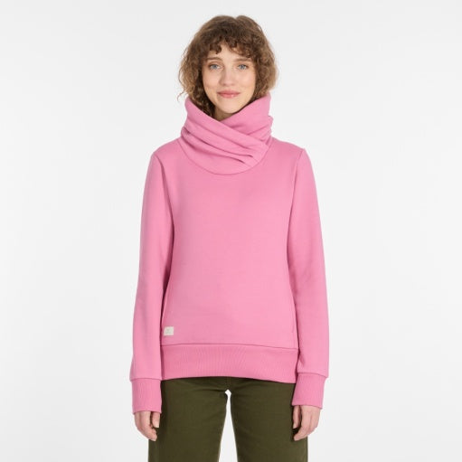 Chandail Ragwear en coton ouate rose bonbon, col croise et manches longues.