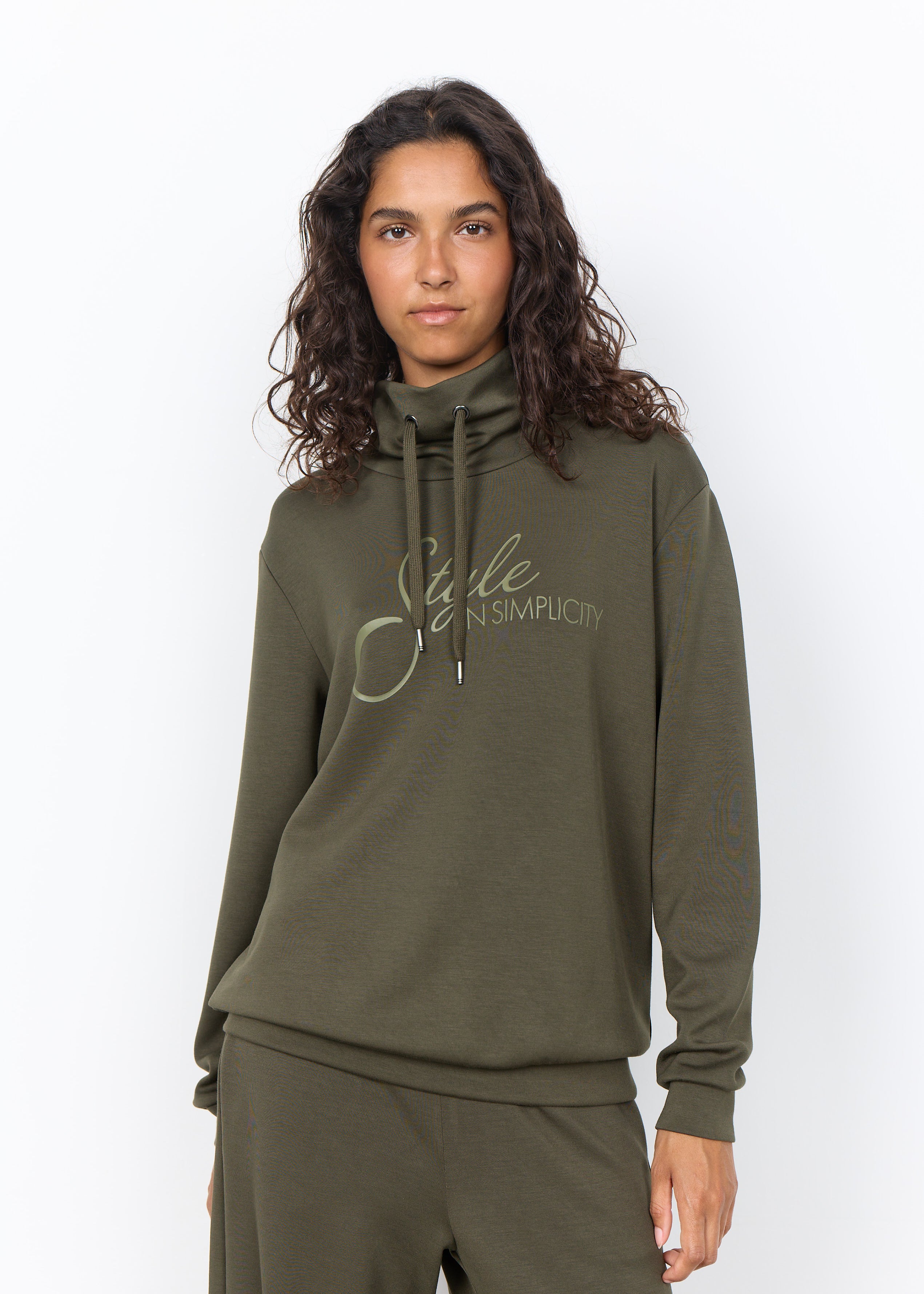 Chandail scuba vert forêt à col montant Soya Concept pour femme