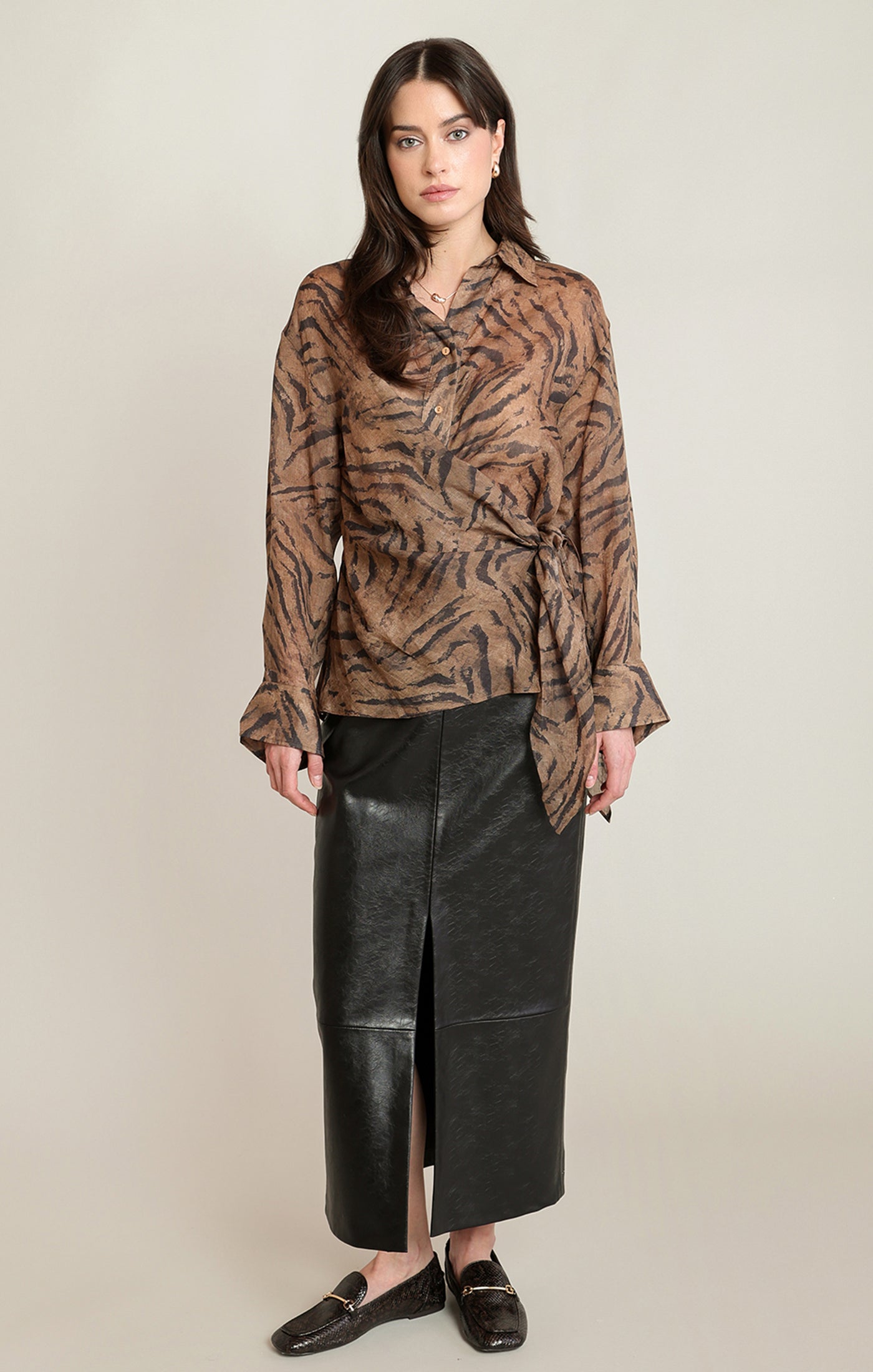 Chemisier cache-cœur imprimé animal Black Tape pour femme