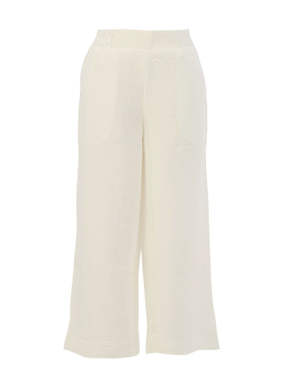Pantalon cheville léger pour femme de couleur blanche, tissu fluide avec finitions soignées.