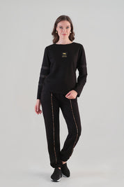 Chandail Noir à Manches en Maille Transparente