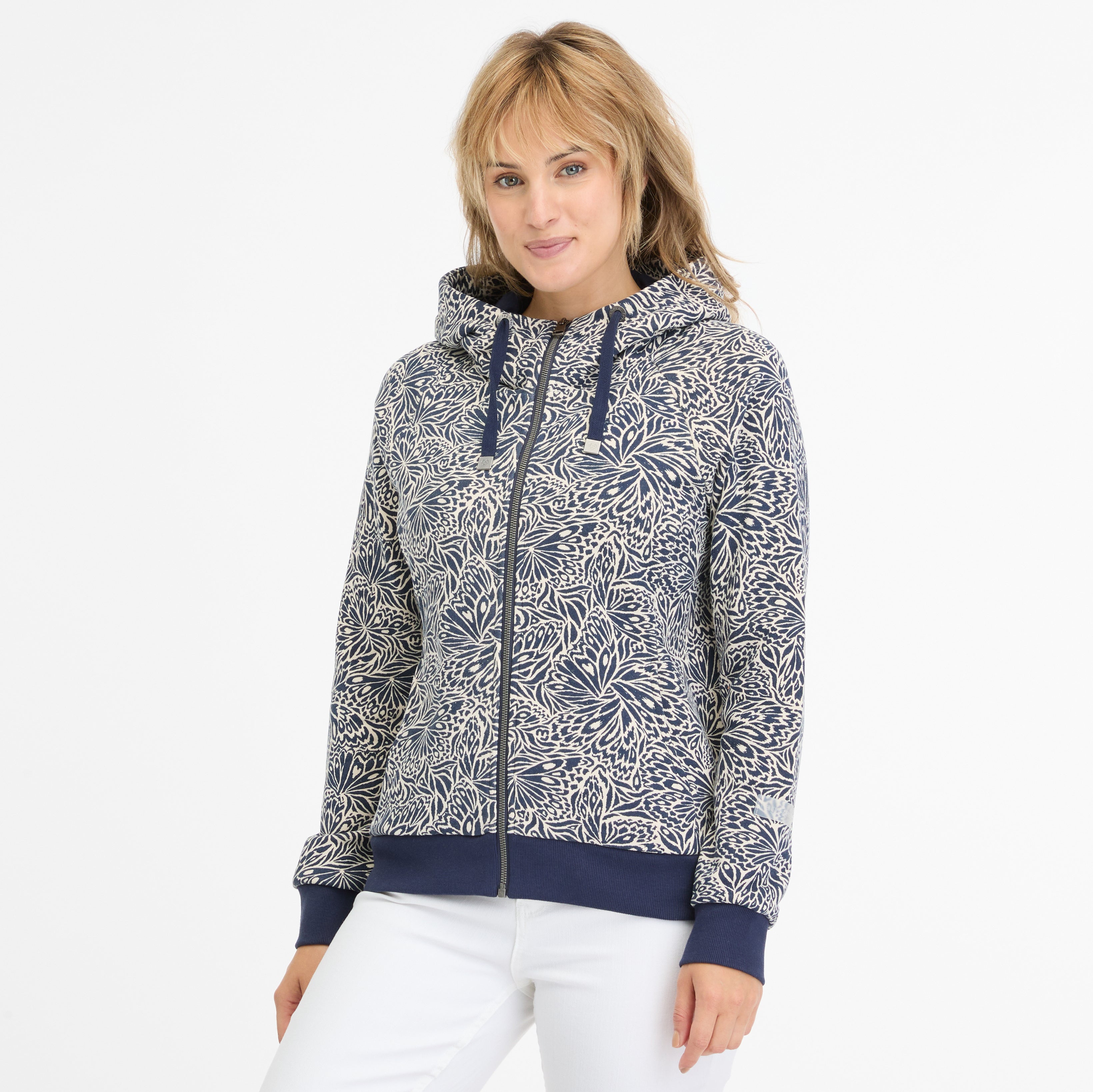 Cardigan Capuchon Imprimé Marine
