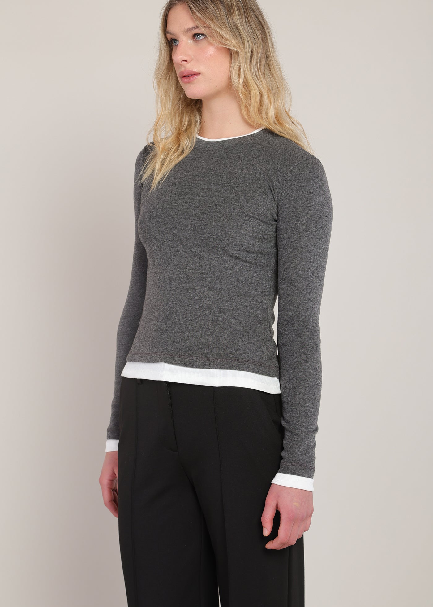 Haut charbon chiné à effet superposé Room 34 pour femme