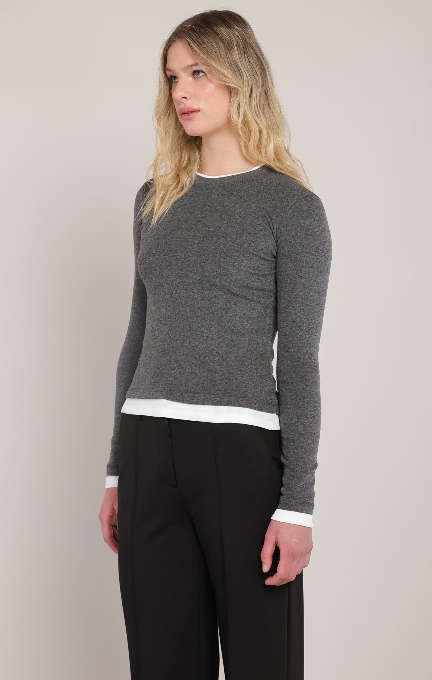 Haut charbon chiné à effet superposé Room 34 pour femme