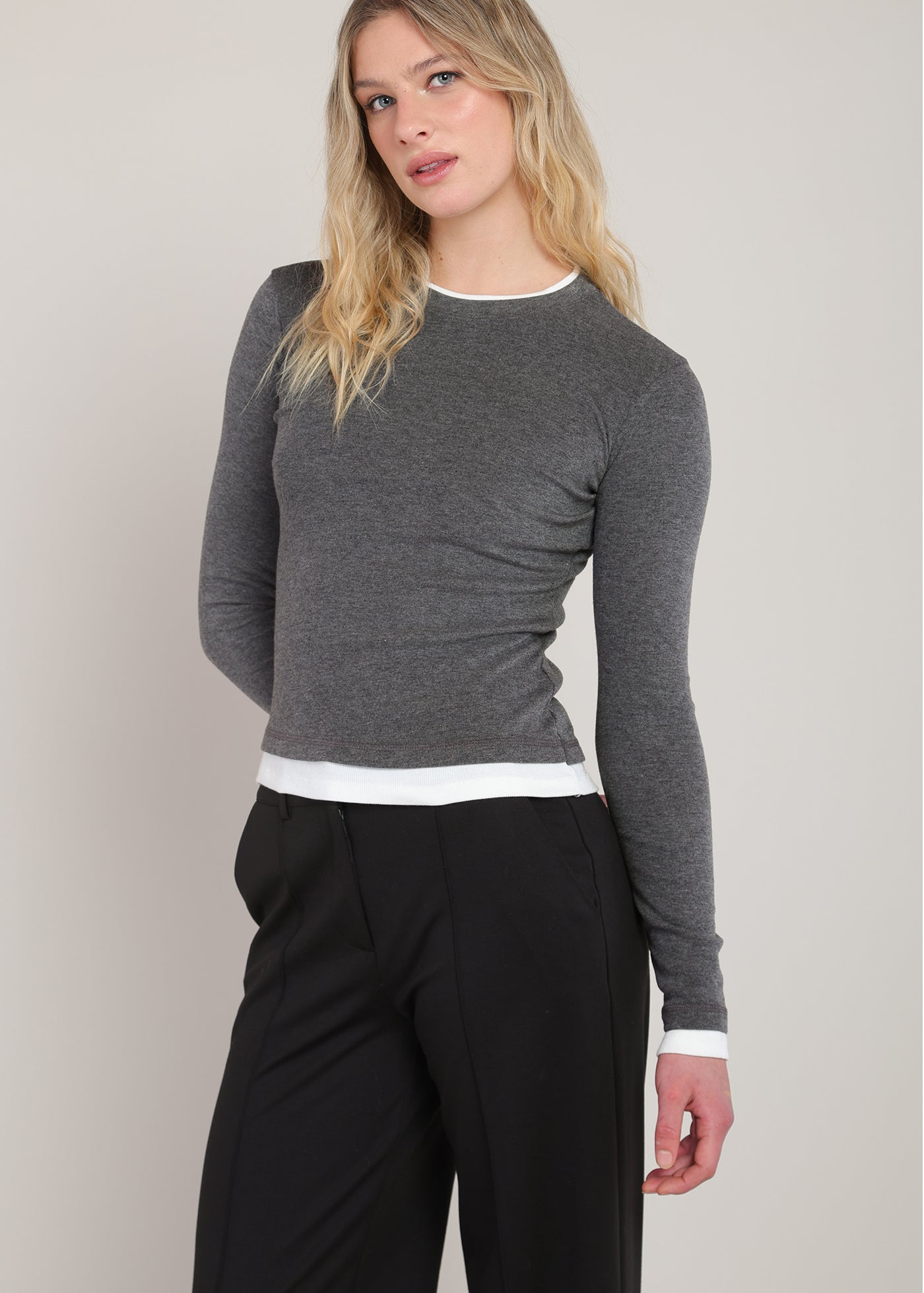 Haut charbon chiné à effet superposé Room 34 pour femme