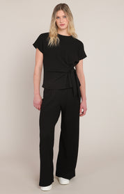 Haut texturé noir à nœud Room 34 pour femme