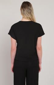 Haut texturé noir à nœud Room 34 pour femme