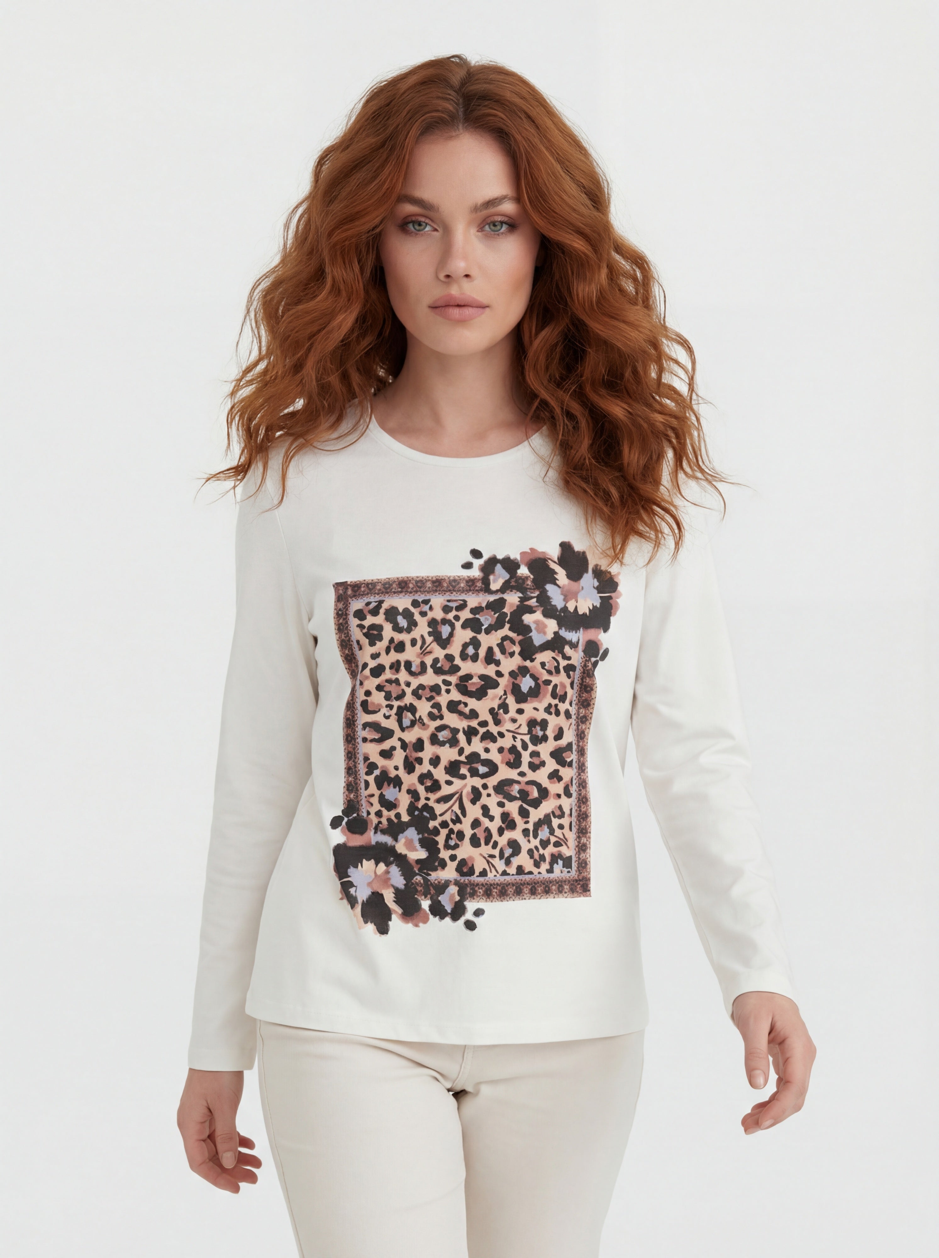 Haut en tricot blanc cassé avec imprimé léopard CYC Coco Y Club pour femme