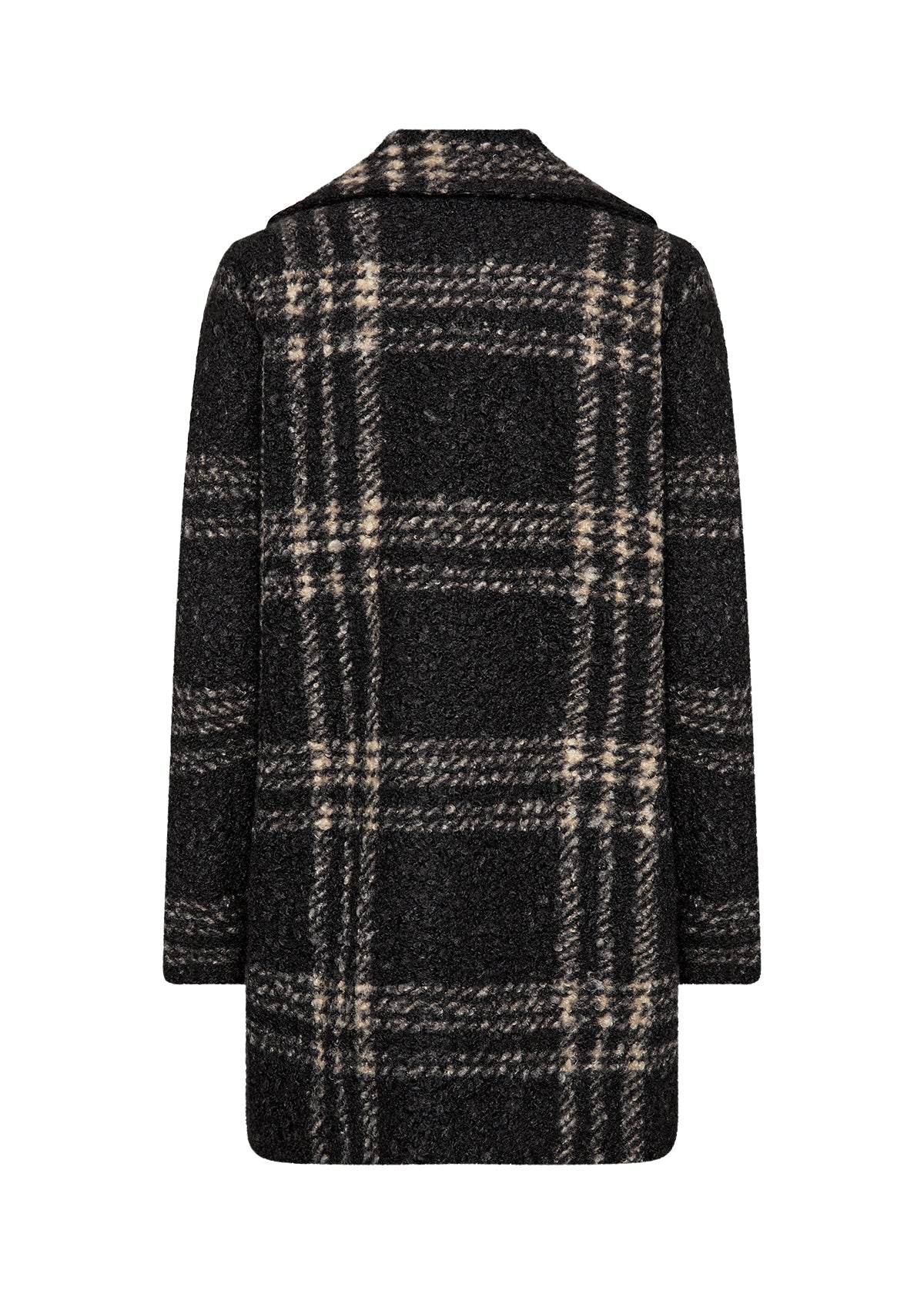 Manteau à Carreaux Effet Laine Bouclée