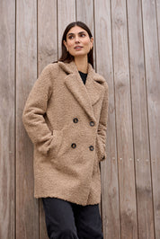 Manteau effet mouton végan camel Soya Concept pour femme
