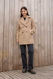 Manteau effet mouton végan camel Soya Concept pour femme