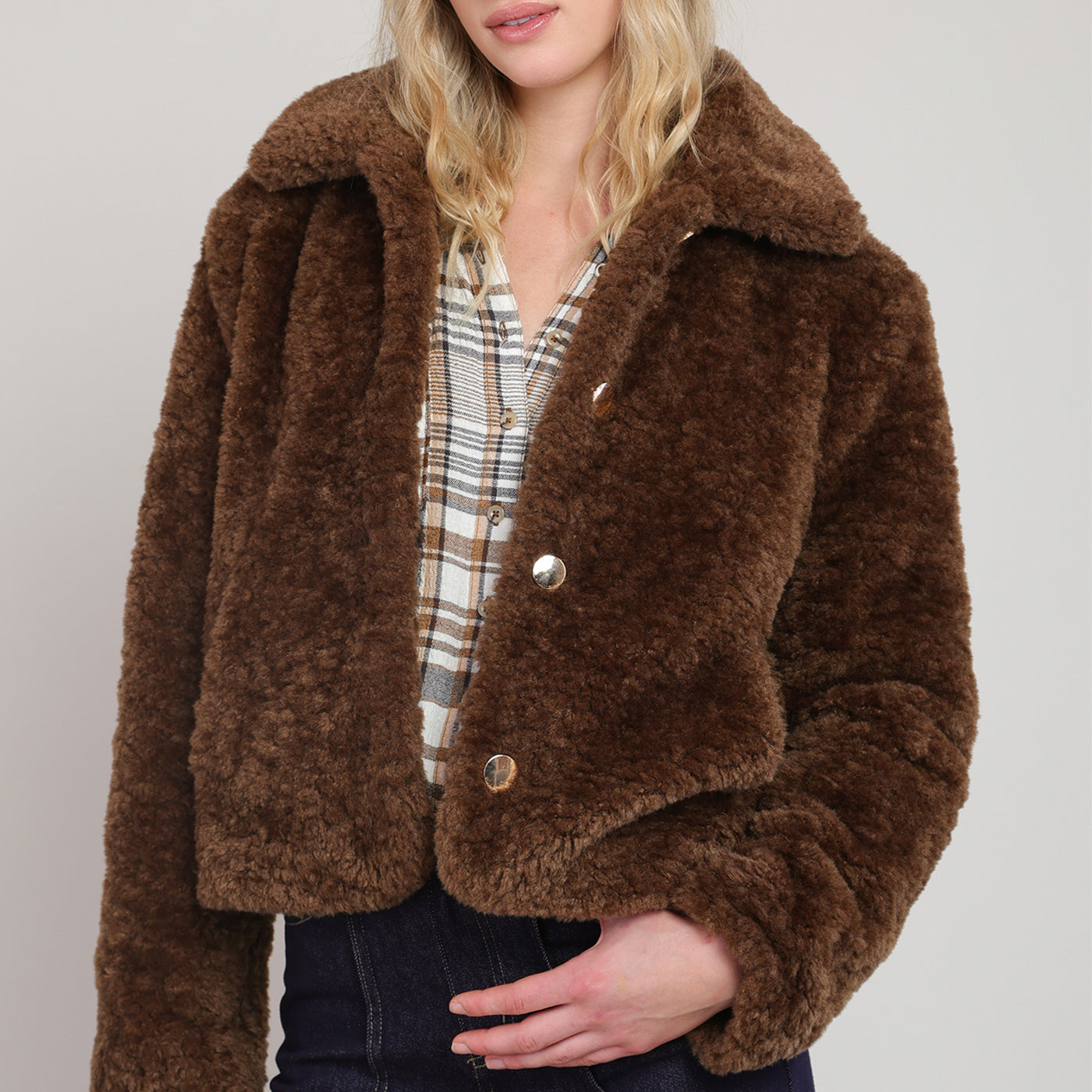 Manteau en fausse fourrure brun vison Room 34 pour femme