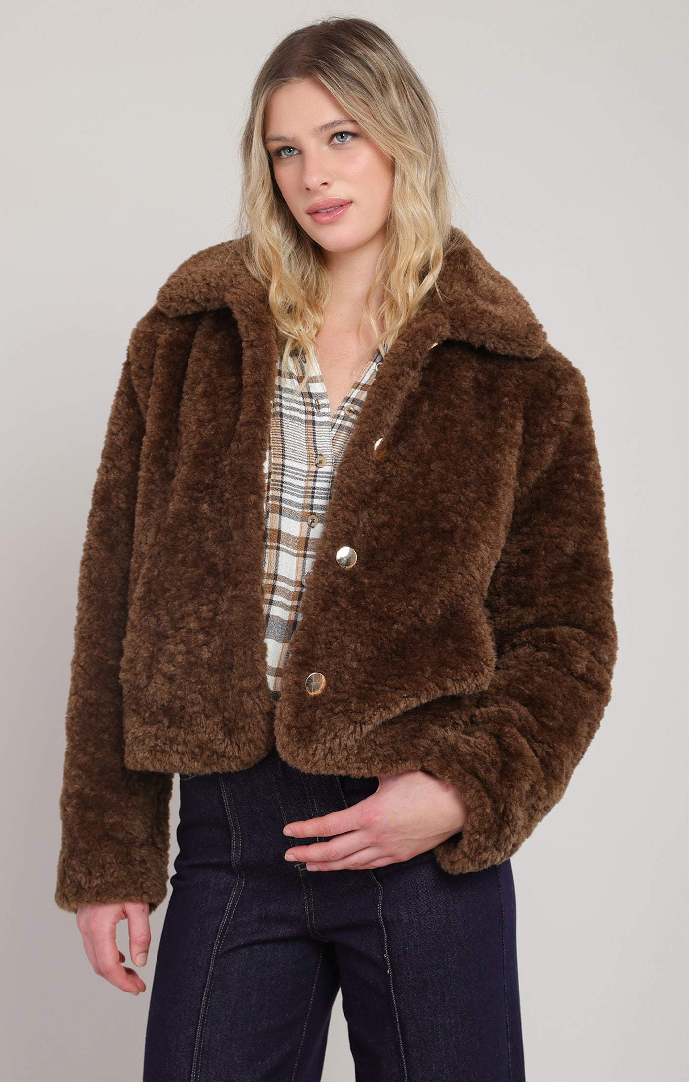 Manteau en fausse fourrure brun vison Room 34 pour femme