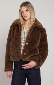 Manteau en fausse fourrure brun vison Room 34 pour femme