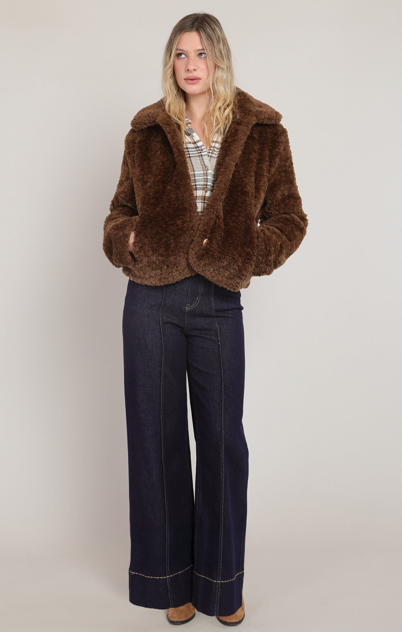 Manteau en fausse fourrure brun vison Room 34 pour femme