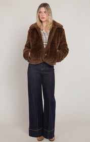 Manteau en fausse fourrure brun vison Room 34 pour femme