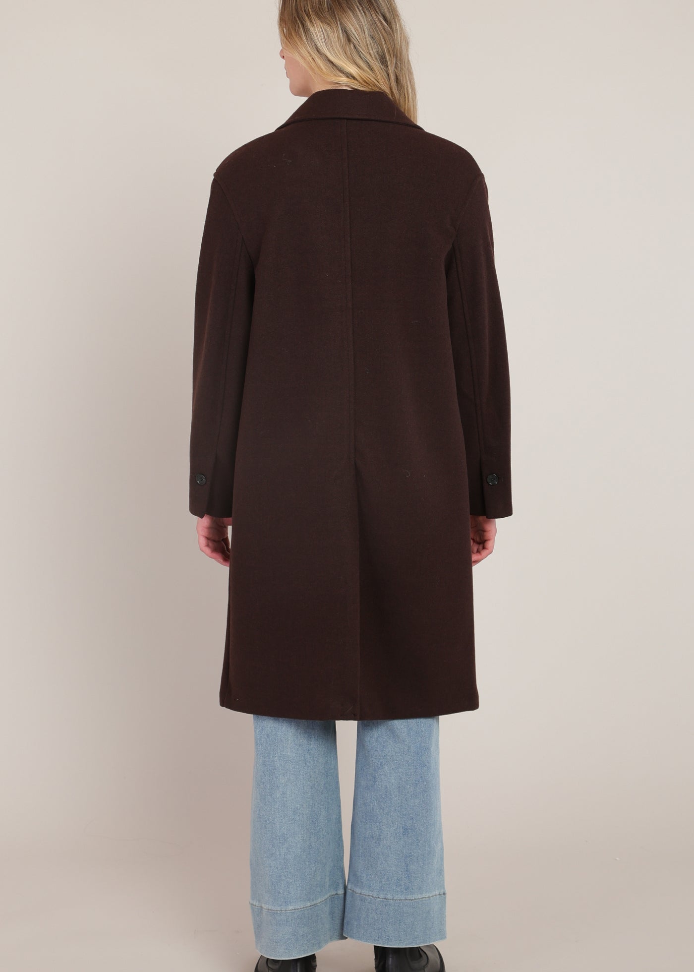 Manteau long brun foncé avec col replié Room 34 pour femme