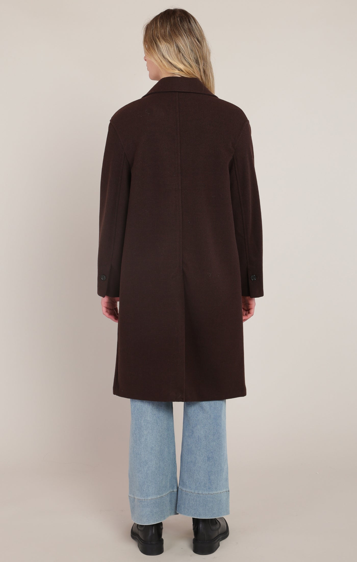 Manteau long brun foncé avec col replié Room 34 pour femme