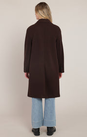 Manteau long brun foncé avec col replié Room 34 pour femme