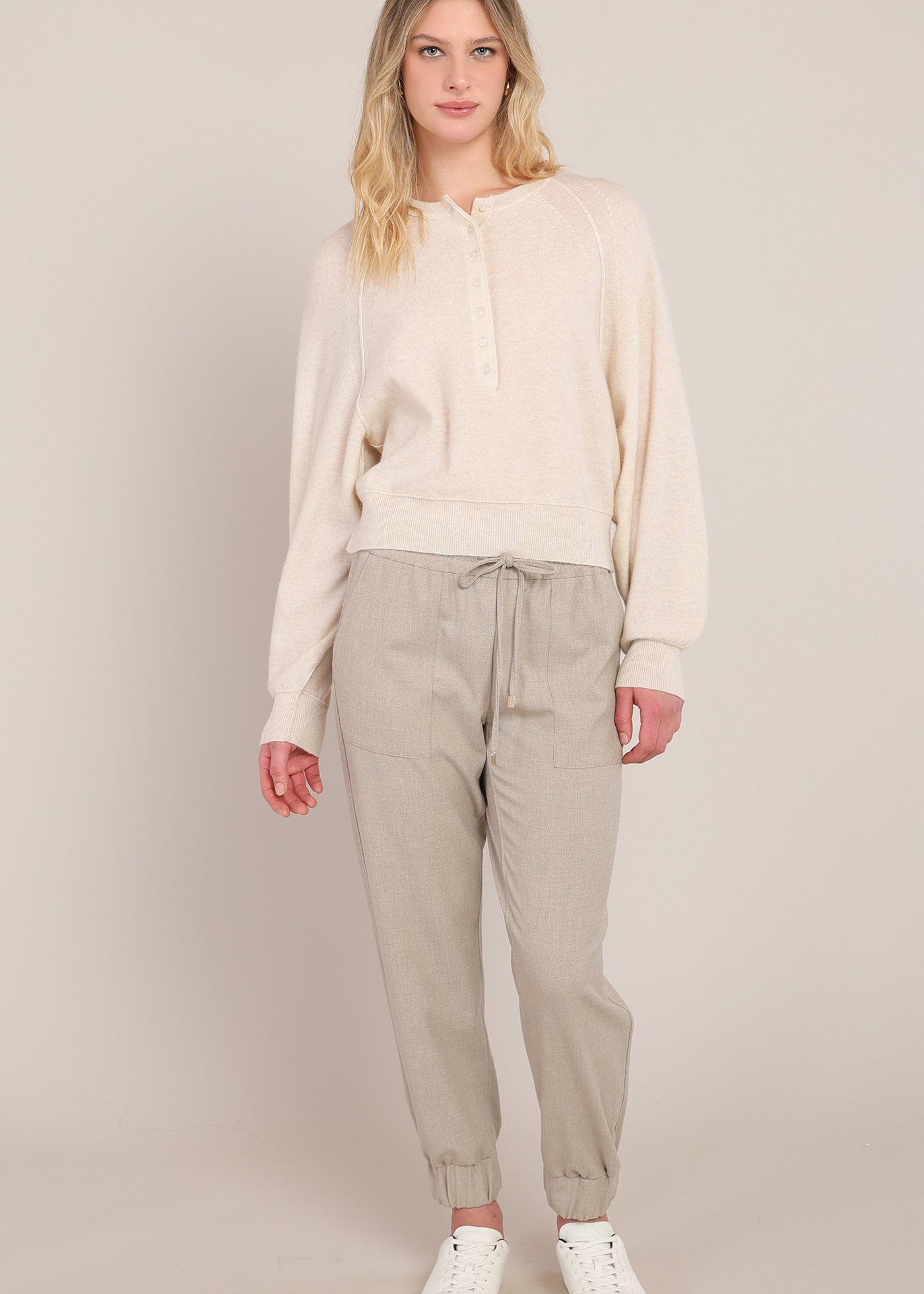 Pantalon cheville avoine à taille élastique Room 34 pour femme
